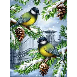 Blauvögel im Winter 30*40 cm AM1892