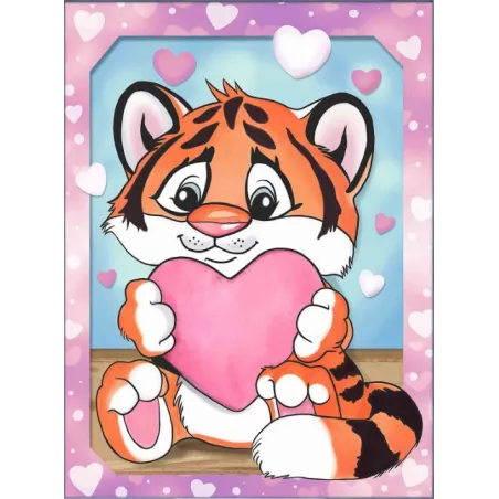 Diamond Painting kit Tiger cub and heart 15*20 cm AM4147