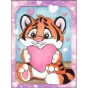 Diamond Painting kit Tiger cub and heart 15*20 cm AM4147