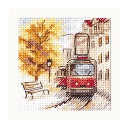 Autumn in the city. The tram S0-217