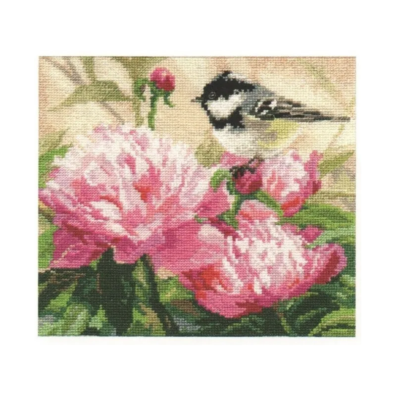 Mésange et pivoines S1-22