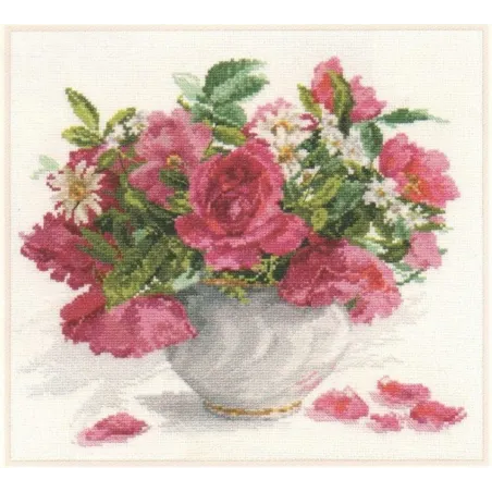 Jardin fleuri. Roses et marguerites S2-25