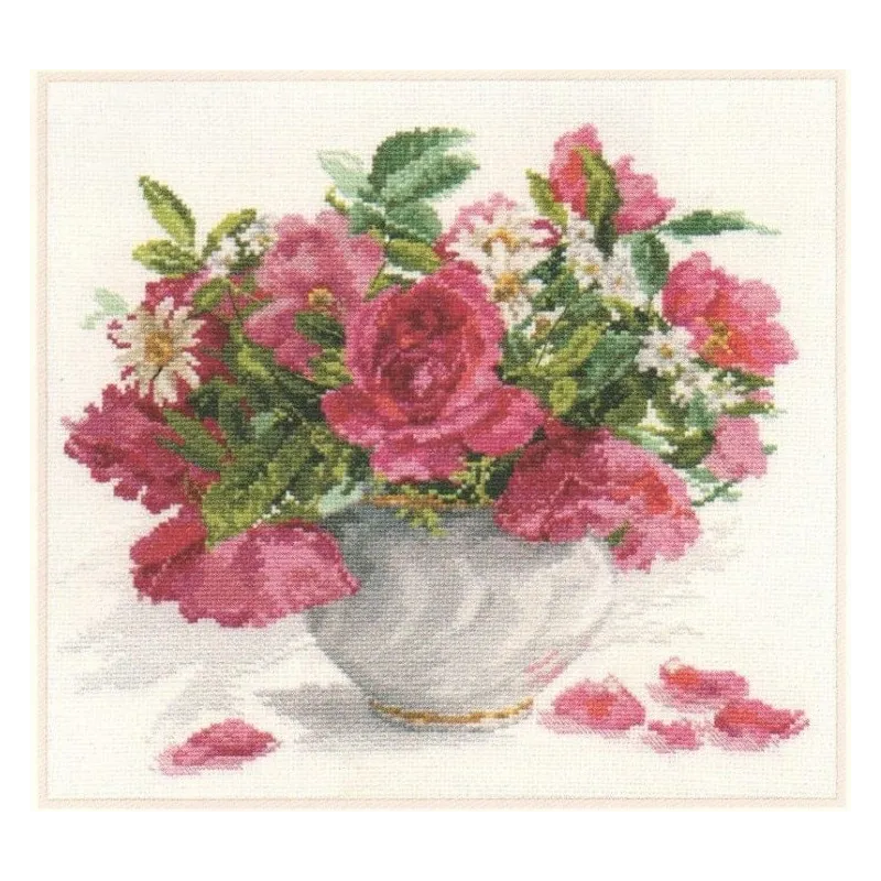 Jardin fleuri. Roses et marguerites S2-25