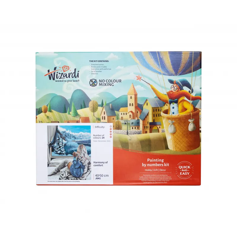 Wizardi Malen-nach-Zahlen-Set Winterlandschaft 40x50 cm A073