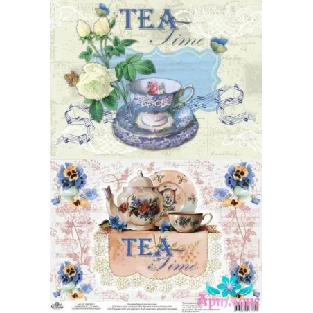 Rice card for decoupage "Tea Music" size: 21*30 cm  AM400261D