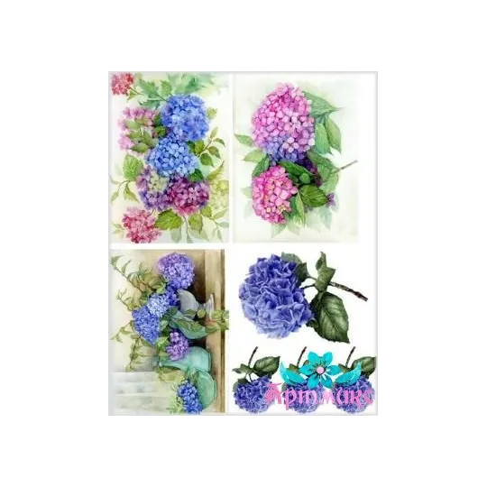 Rice card for decoupage "Assorted Hydrangeas" 21x29 cm AM400004D