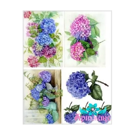 Rice card for decoupage "Assorted Hydrangeas" 21x29 cm AM400004D