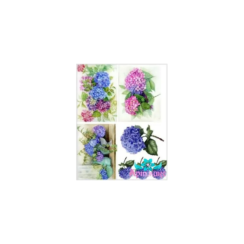 Rice card for decoupage "Assorted Hydrangeas" 21x29 cm AM400004D