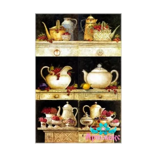 Carte de riz pour découpage "Nature morte avec vaisselle" 21x29 cm AM400010D