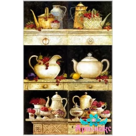 Carte de riz pour découpage "Nature morte avec vaisselle" 21x29 cm AM400010D