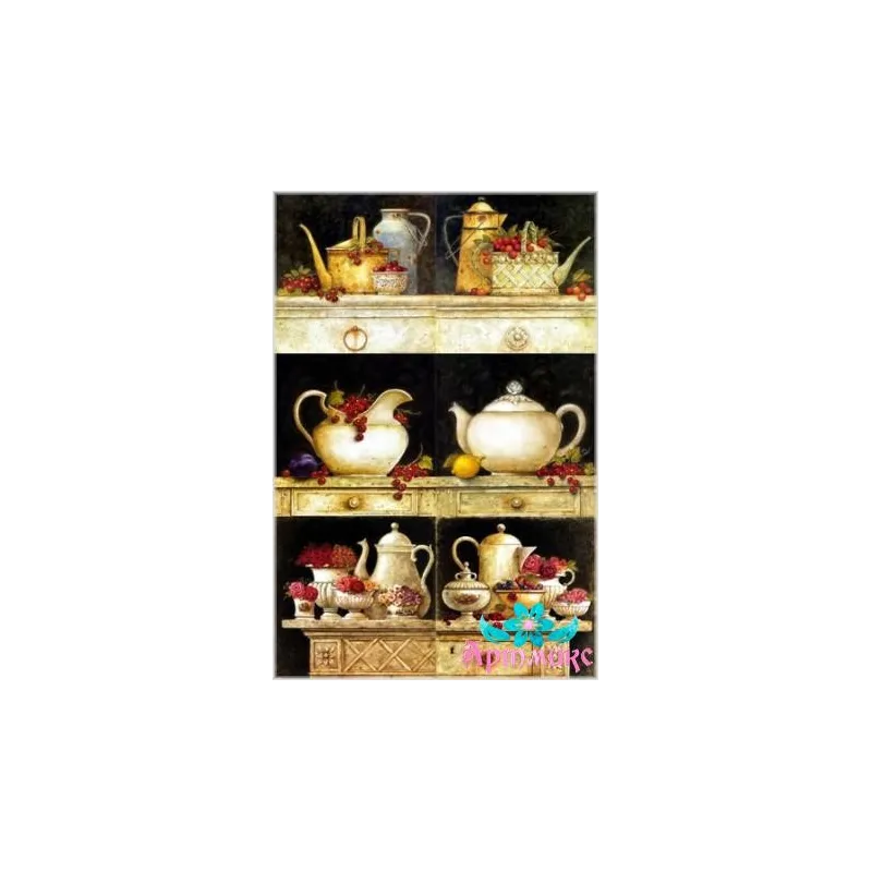 Carte de riz pour découpage "Nature morte avec vaisselle" 21x29 cm AM400010D