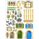Reiskarte für Decoupage „Elemente des Hauses – Türen, Fenster, Ziegel“ 21x29 cm AM400019D
