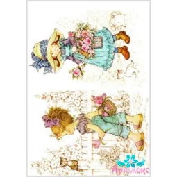 Ryžių kortelė dekupažui "Vaikai kaime Nr. 2" 21x29 cm AM400033D