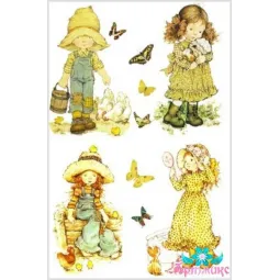 Carte de riz pour découpage "Enfants du village n° 3" 21x29 cm AM400034D