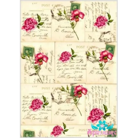 Рисовая карта для декупажа "Письма и розы"21х29 см AM400037D