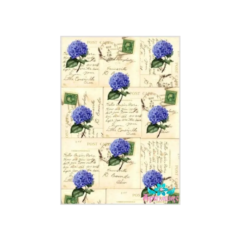 Rice card for decoupage "Letters and hydrangeas" 21x29 cm AM400038D