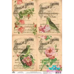 Carte de riz pour découpage "Oiseaux vintage" taille: 21*30 cm AM400265D