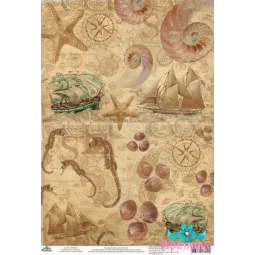 Carte de riz pour découpage "Vent de voyage" taille : 21*30 cm AM400272D