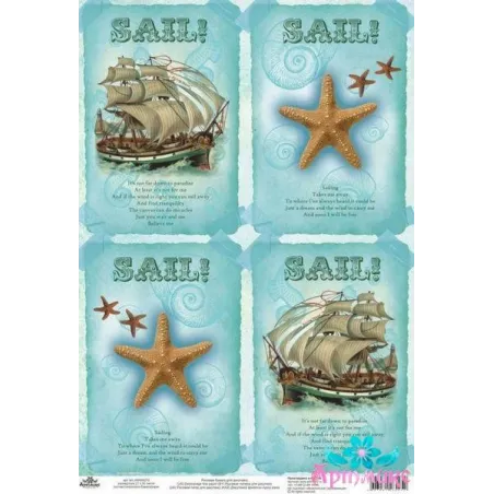 Reiskarte für "Seereise" Decoupage Größe: 21*30 cm AM400273D