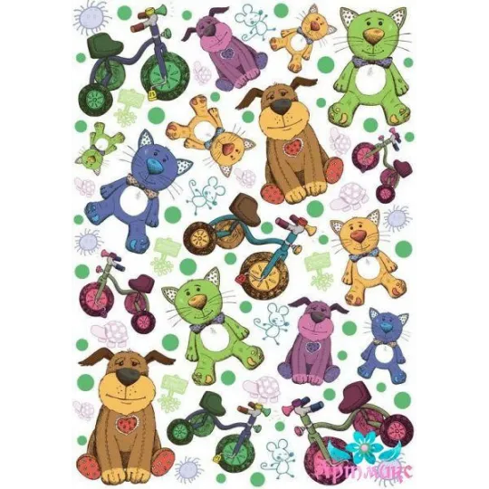 Rice card for decoupage "Children's toys, cats and dogs" size: 21*30 cm AM400282D