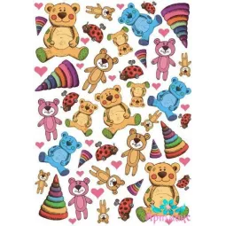 Carte de riz pour découpage "Jouets pour enfants, ours et pyramides" taille: 21*30 cm AM400283D