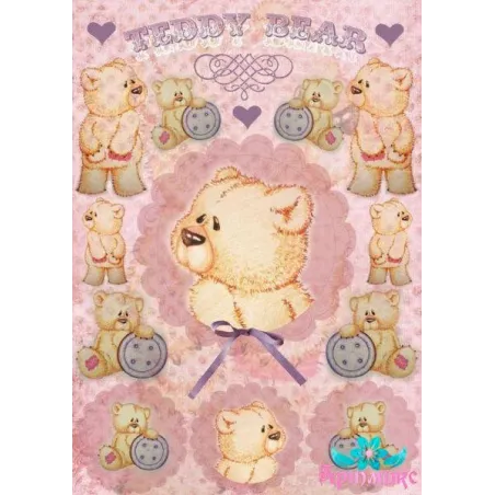 Rice card for decoupage "Thoughtful Teddy" size: 21*30 cm AM400284D