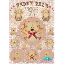 Rice card for decoupage "Teddy with a bow" size: 21*30 cm AM400285D