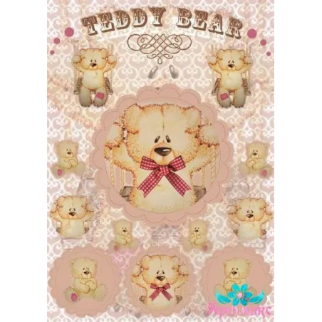 Рисовая карта для декупажа "Тедди с бантиком" размер: 21*30 см AM40...
