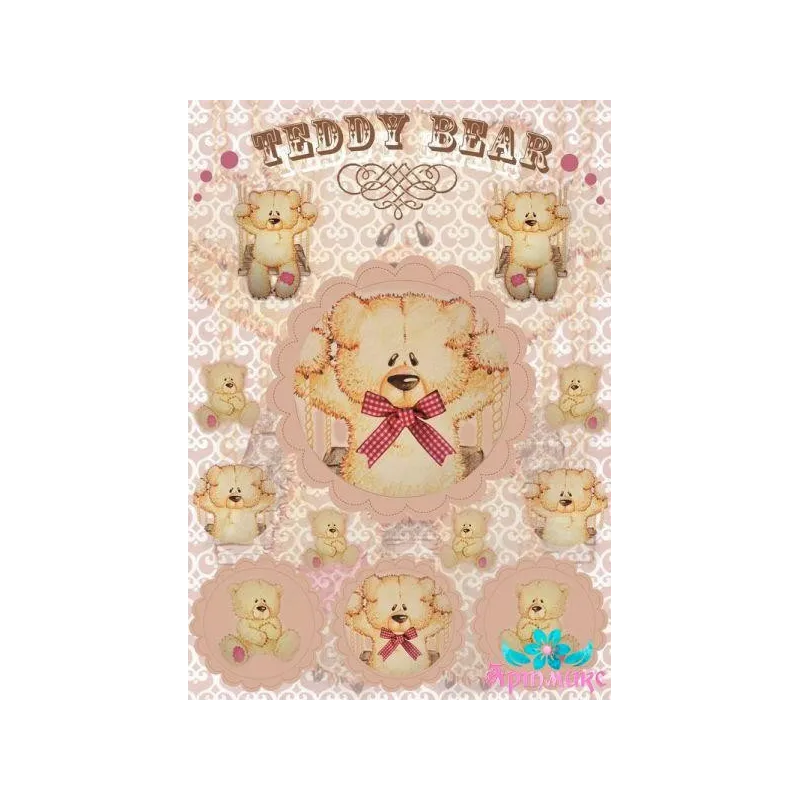 Рисовая карта для декупажа "Тедди с бантиком" размер: 21*30 см AM40...