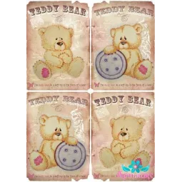 Rice card for decoupage "Teddy with a button" size: 21*30 cm AM400286D