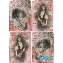 Рисовая карта для декупажа "Винтажные дети" размер: 21*30 см AM400298D