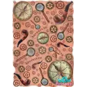 Reiskarte für Decoupage „Kompass, Rohr, Zahnräder“ Größe: 21*30 cm AM400303D