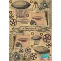 Ryžių kortelė dekupažui "Steampunk, dirižabliai, pavaros, raktai" dydis: 21*30 cm AM400306D