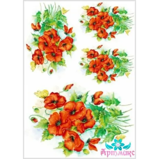 Rice card for decoupage "Poppies No. 1" 21x29 cm AM400046D