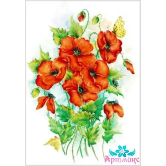 Reiskarte für Decoupage „Mohnblumen Nr. 3“ 21x29 cm AM400048D