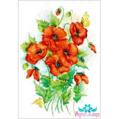 Reiskarte für Decoupage „Mohnblumen Nr. 3“ 21x29 cm AM400048D