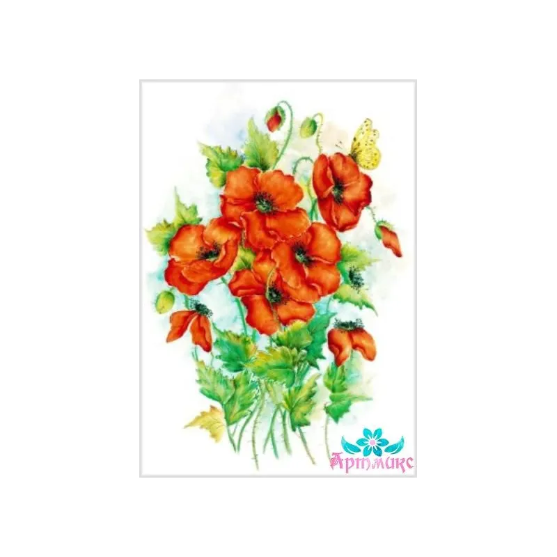 Carte de riz pour découpage "Coquelicots n°3" 21x29 cm AM400048D