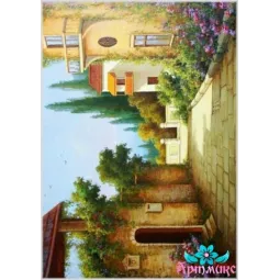 Carte de riz pour découpage "Rue côtière" 21x29 cm AM400065D