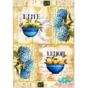 Reiskarte für Decoupage „Hortensien und Zitronen“ 21x29 cm AM400083D