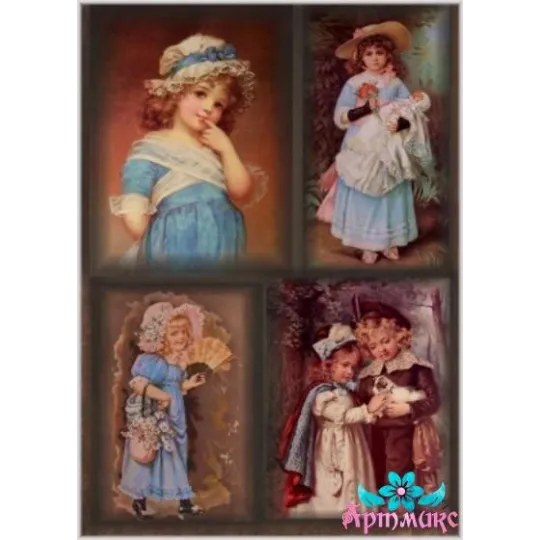 Reiskarte für Decoupage „Alte Kinderbilder“ 21x29 cm AM400116D