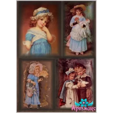 Carte de riz pour découpage "Images d'enfants - anciennes" 21x29 cm AM400116D
