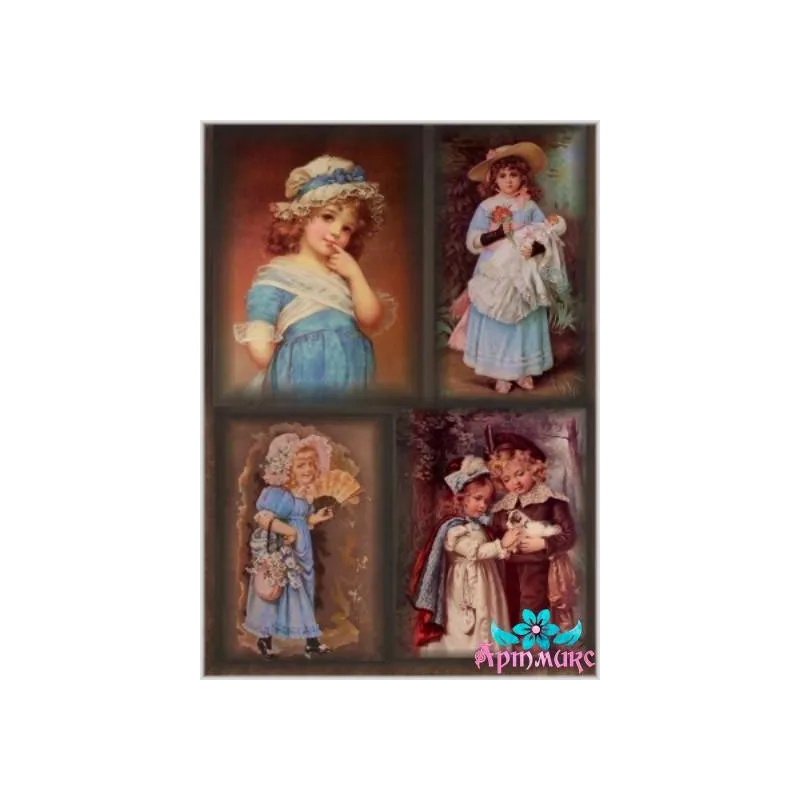 Carte de riz pour découpage "Images d'enfants - anciennes" 21x29 cm AM400116D