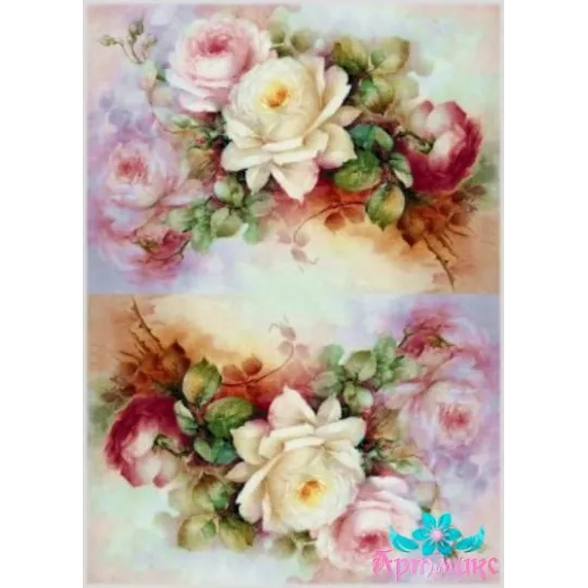 Reiskarte für Decoupage „Zarte Rosen Nr. 5“ 21x29 cm AM400120D