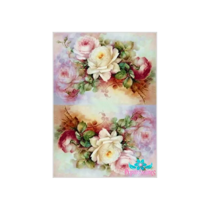 Reiskarte für Decoupage „Zarte Rosen Nr. 5“ 21x29 cm AM400120D