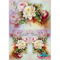 Reiskarton für Decoupage "Zarte Rosen Nr. 6" 21x29 cm AM400121D