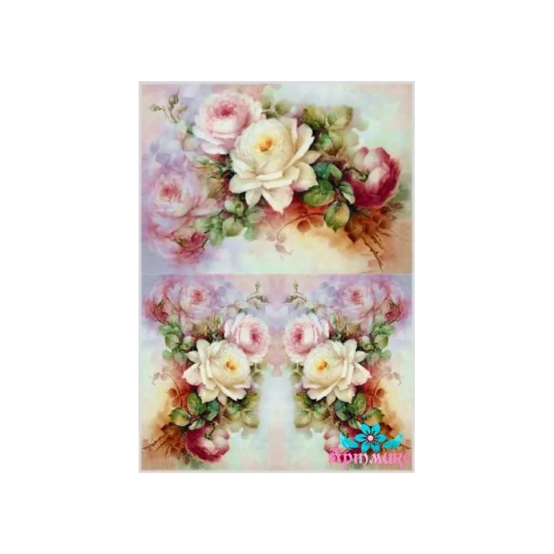 Reiskarte für Decoupage „Zarte Rosen Nr. 6“ 21x29 cm AM400121D