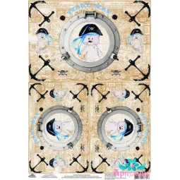 Reiskarte für Decoupage "Unser Pirat ist ein berühmter Bursche" Größe: 21*30 cm AM400311D