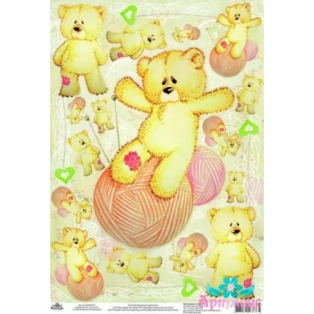 Rice card for decoupage "Naughty Bears" size: 21*30 cm AM400315D