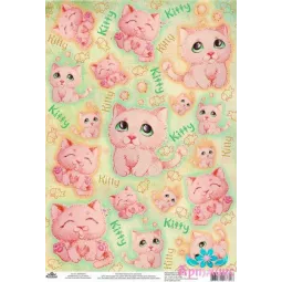 Carte de riz pour découpage "Rêves de chat" taille : 21*30 cm AM400318D