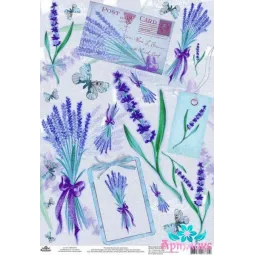 Reiskarte für Decoupage "Lavendel Buchstaben" Größe: 21*30 cm AM400319D